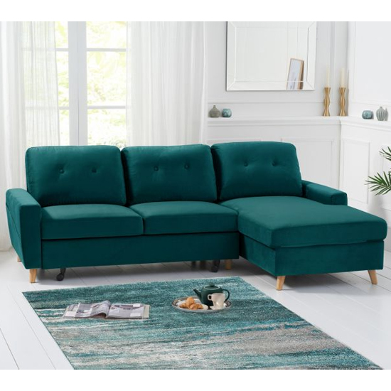 Coreen Velvet Right Hand Facing Chaise Sofa Bed In Green_2