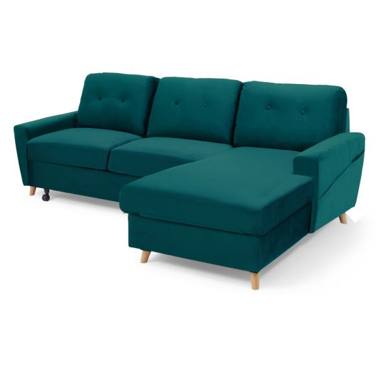 Coreen Velvet Right Hand Facing Chaise Sofa Bed In Green_4