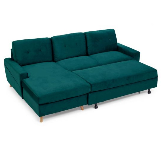 Coreen Velvet Right Hand Facing Chaise Sofa Bed In Green_5