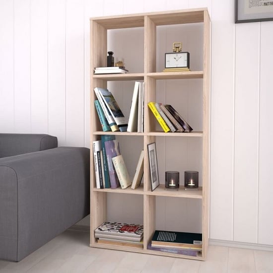 Corfu Wooden Shelving Unit In Oak With 8 Compartments