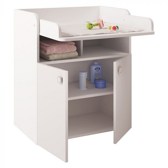 Corfu Storage Cupboard With Changing Top In White_2