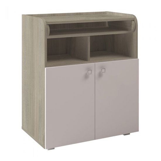 Product photograph of Corfu Storage Cupboard With Changing Top In Elm And White from Furniture in Fashion