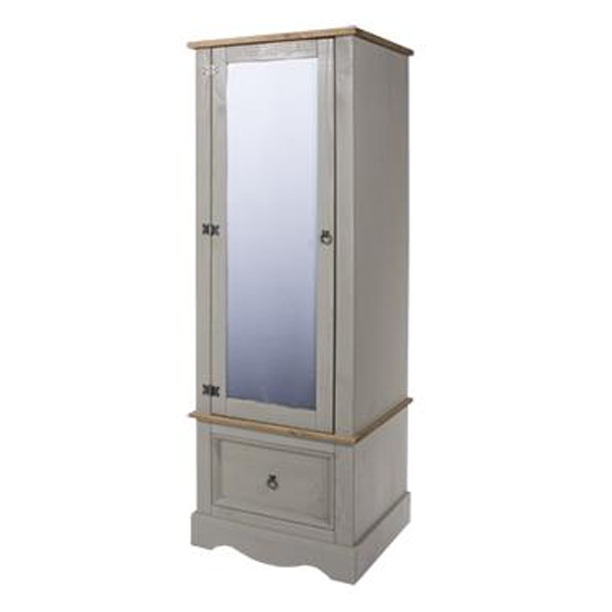 Consett Armoire With Mirrored Door Wardrobe In Grey FiF