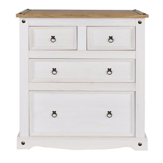 Photo of Consett chest of drawers in white washed wax with four drawers