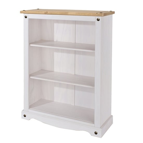 Corina Low Bookcase In White Washed Wax Finish Furniture in Fashion