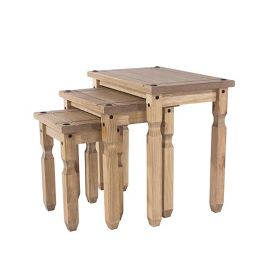 Product photograph of Consett Set Of 3 Nesting Tables In Oak from Furniture in Fashion