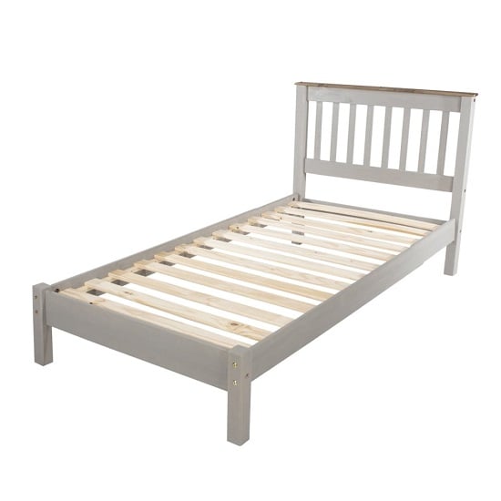 Consett Single Slatted Bed In Grey Wax Finish