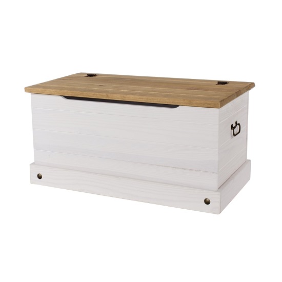 Product photograph of Consett Storage Trunk In White Washed Wax Finish from Furniture in Fashion