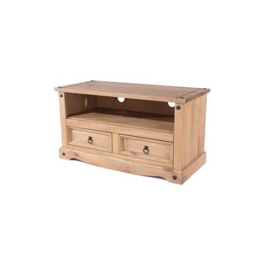 Read more about Consett tv stand in antique wax finish with two drawers