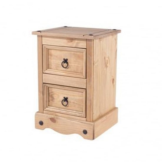 Read more about Consett bedside cabinet in antique wax finish with two drawer