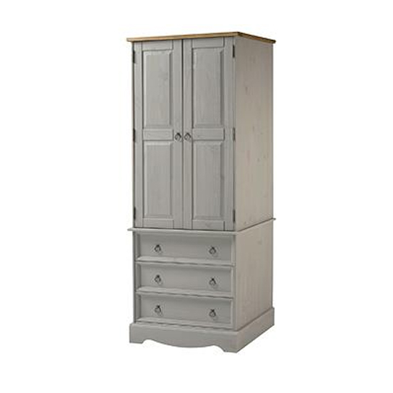 Photo of Consett wardrobe in grey with 2 doors and 3 drawers