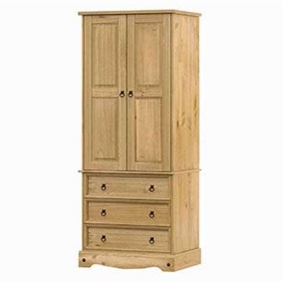 Consett Wardrobe In Oak With 2 Doors And 3 Drawers