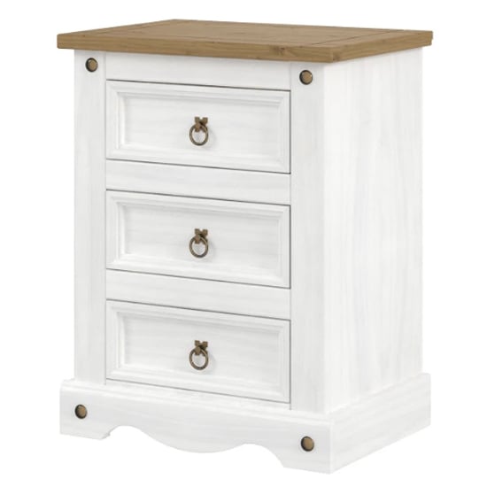 Consett Wooden Bedside Cabinet In White Washed Wax_3