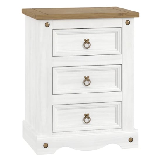 Consett Wooden Bedside Cabinet In White Washed Wax_1