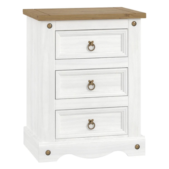 Consett Wooden Bedside Cabinet In White Washed Wax thumbnail