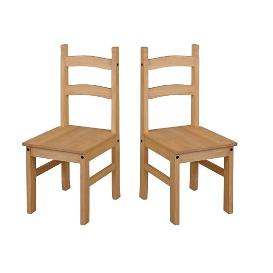 Read more about Consett wooden dining chairs in antique wax in a pair