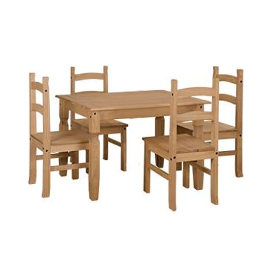 Consett Wooden Dining Set In Oak With 4 Chairs