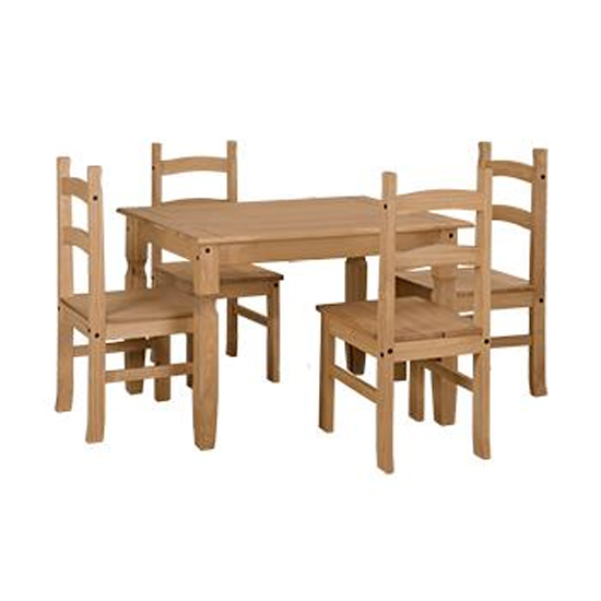 Read more about Consett wooden large dining set in oak with 4 chairs