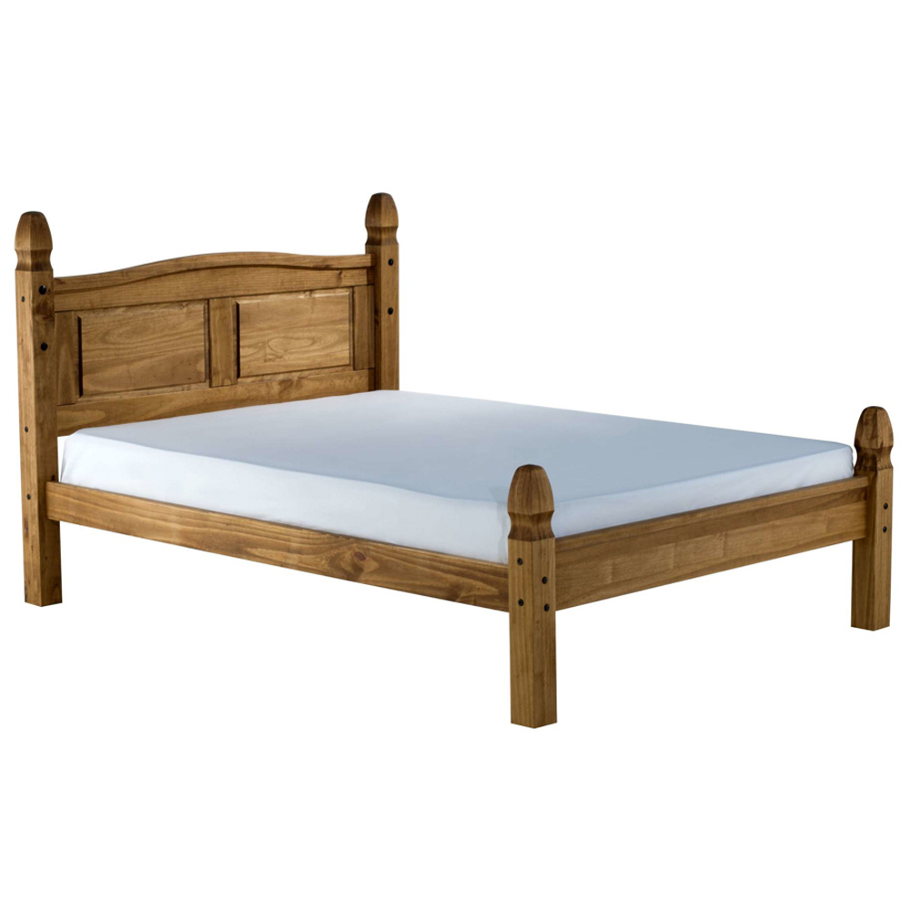 Corina Wooden Low End Double Bed In Waxed Pine