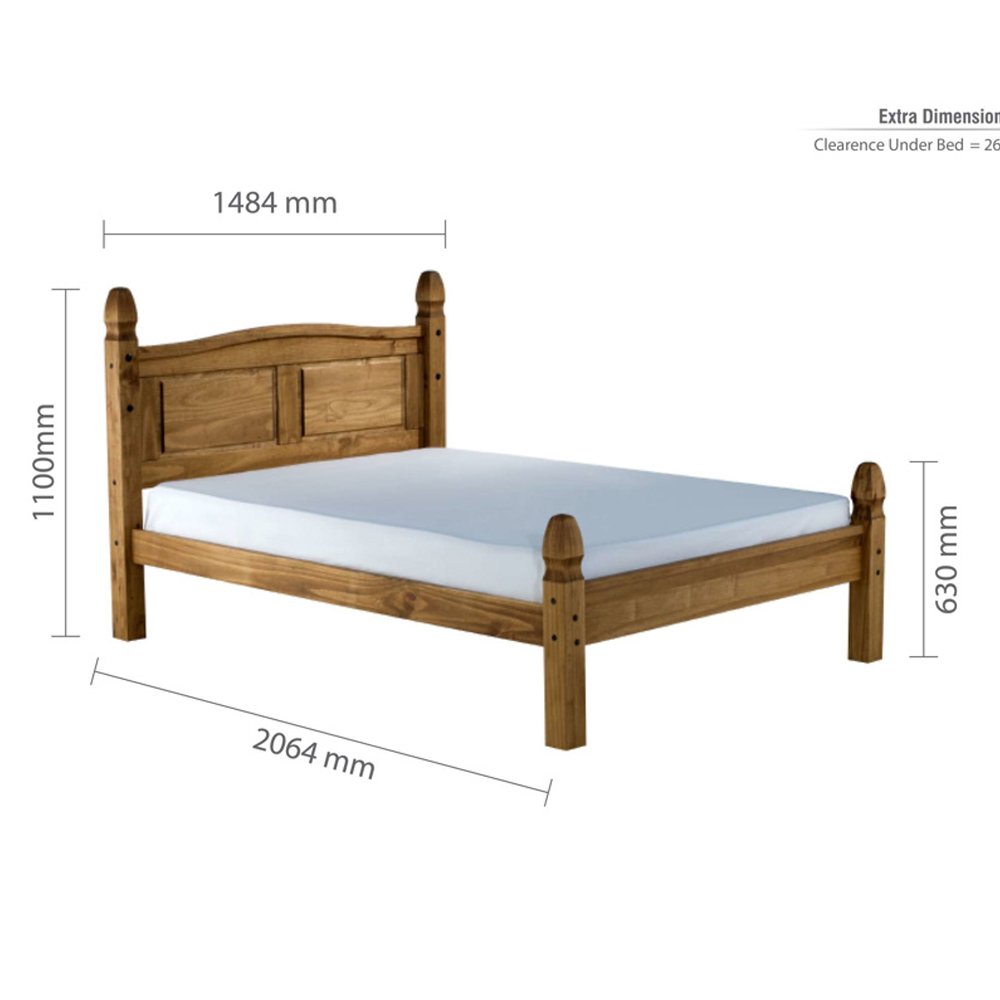 Corina Wooden Low End Double Bed In Waxed Pine