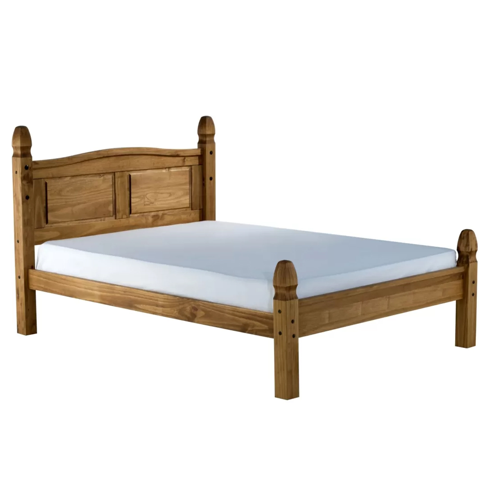 Corina Wooden Low End King Size Bed In Pine