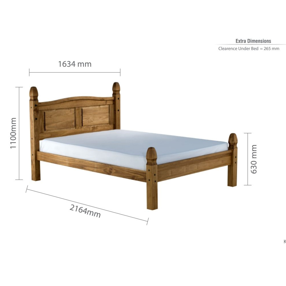 Corina Wooden Low End King Size Bed In Pine