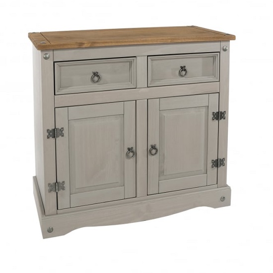 Read more about Consett wooden small sideboard in grey washed wax finish