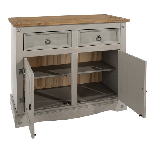Consett Wooden Small Sideboard In Grey Washed Wax Finish_3