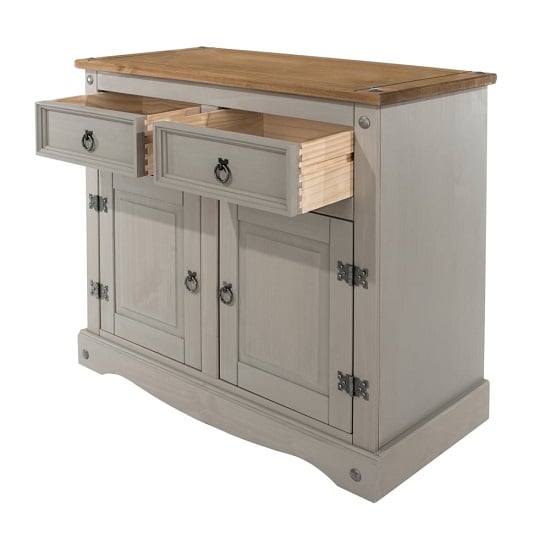 Consett Wooden Small Sideboard In Grey Washed Wax Finish_4