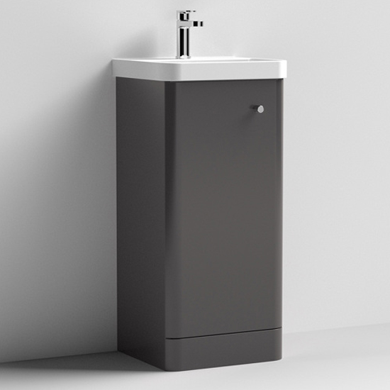 Read more about Corinth 40cm floor vanity unit with basin in gloss grey