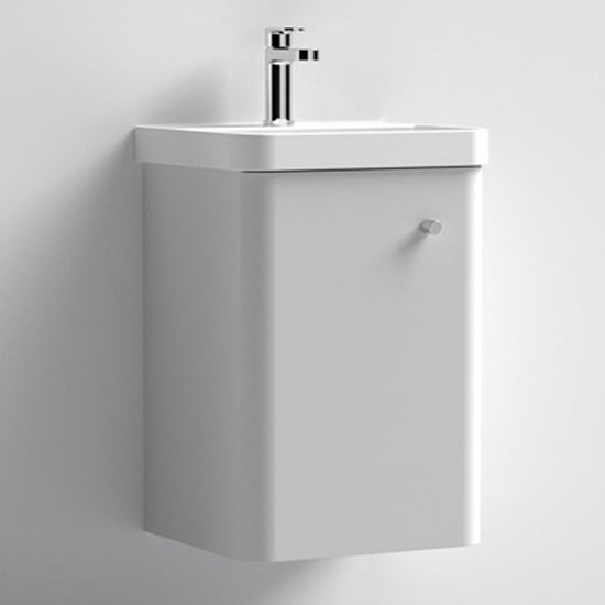 Read more about Corinth 40cm wall vanity unit with basin in gloss grey mist