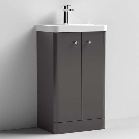 Read more about Corinth 50cm floor vanity unit with basin in gloss grey