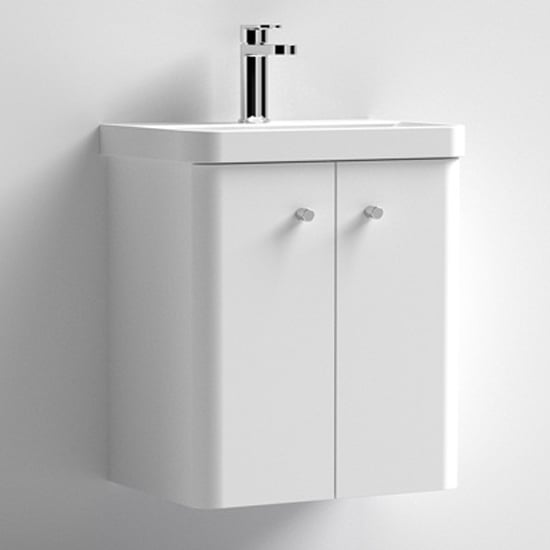 Read more about Corinth 50cm wall vanity unit with basin in gloss white