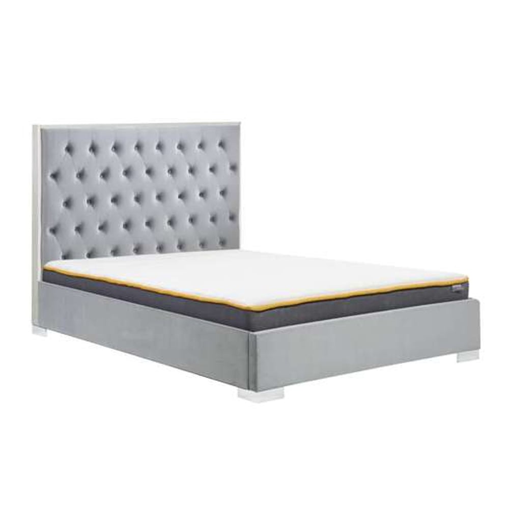 Corinth Fabric Double Bed In Grey