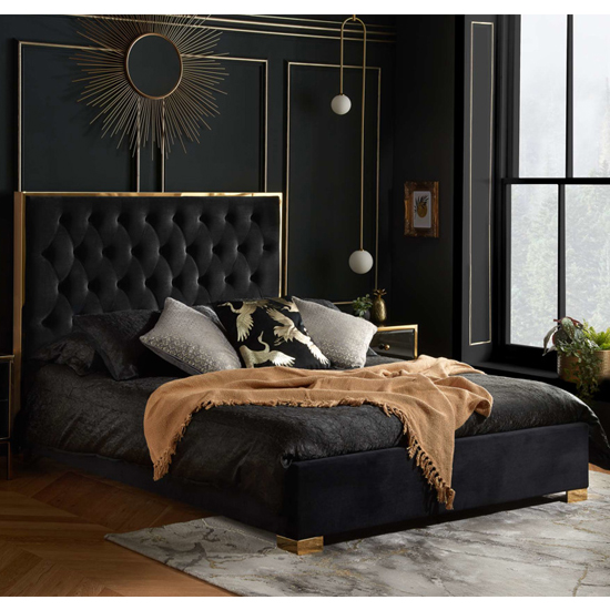 Read more about Corinth fabric king size bed in black