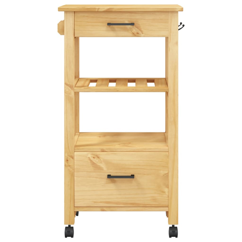 Corinth Wooden Kitchen Trolley With 2 Drawers In Brown