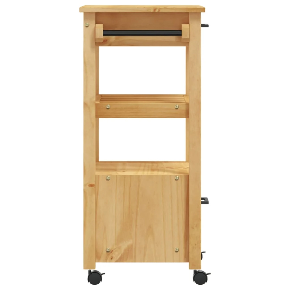Corinth Wooden Kitchen Trolley With 2 Drawers In Brown