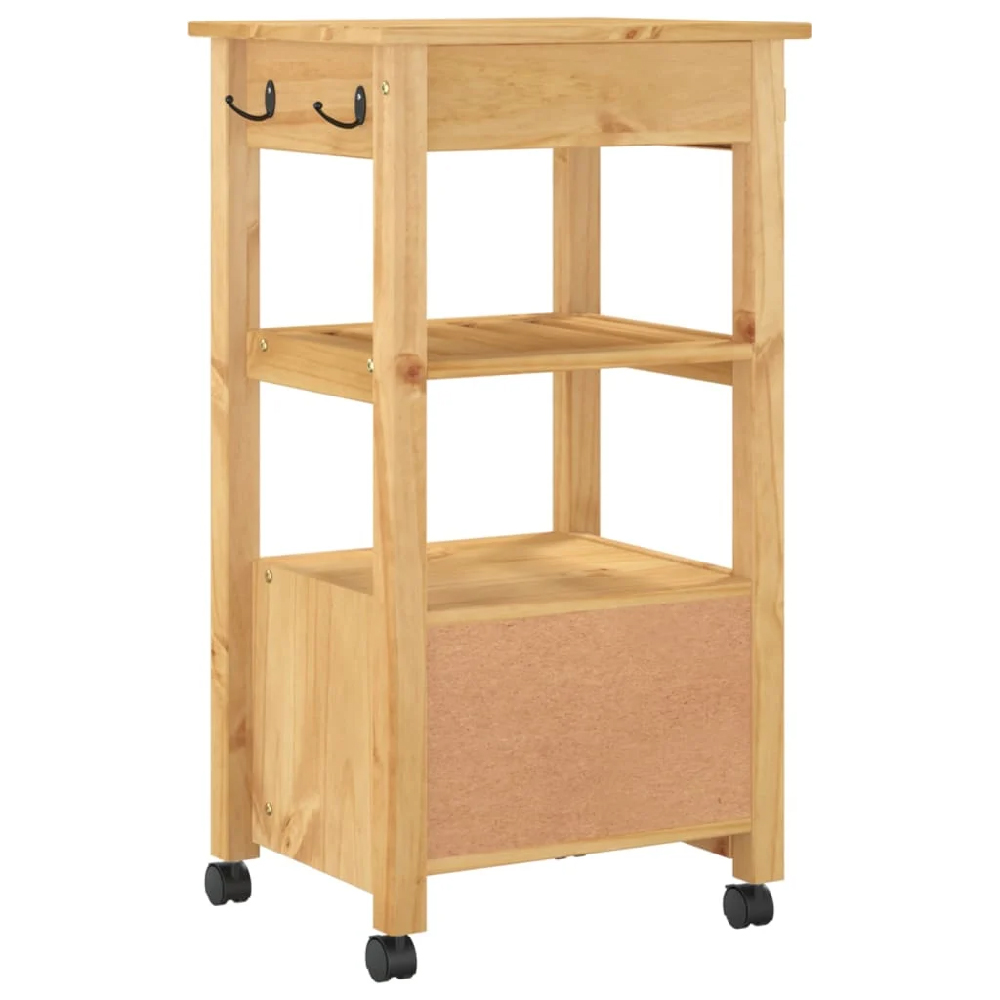 Corinth Wooden Kitchen Trolley With 2 Drawers In Brown