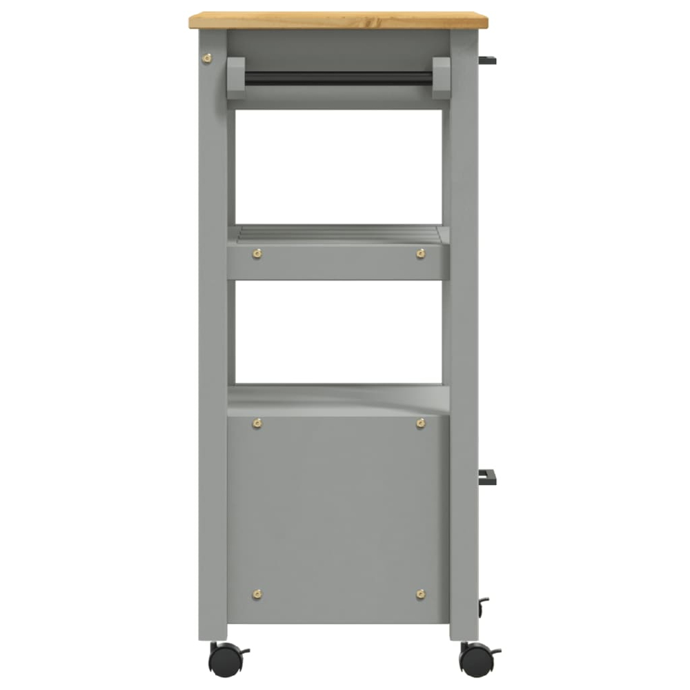 Corinth Wooden Kitchen Trolley With 2 Drawers In Grey And Oak