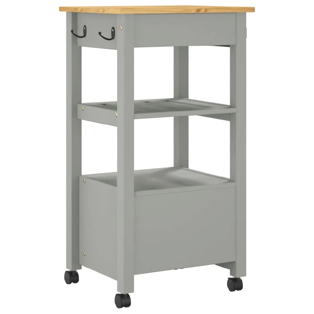 Corinth Wooden Kitchen Trolley With 2 Drawers In Grey And Oak