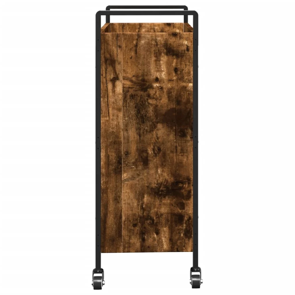 Corinth Wooden Kitchen Trolley With 3 Shelves In Smoked Oak