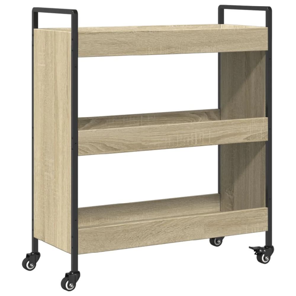 Corinth Wooden Kitchen Trolley With 3 Shelves In Sonoma Oak