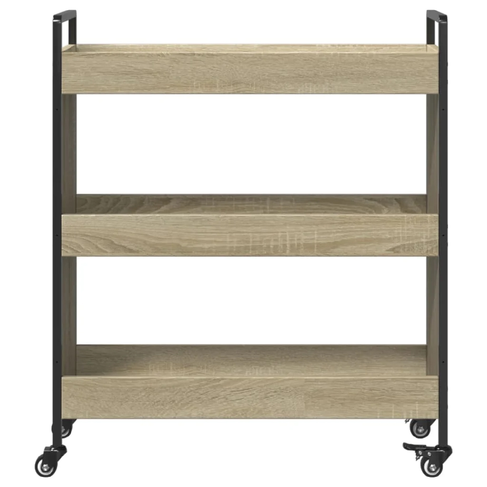 Corinth Wooden Kitchen Trolley With 3 Shelves In Sonoma Oak