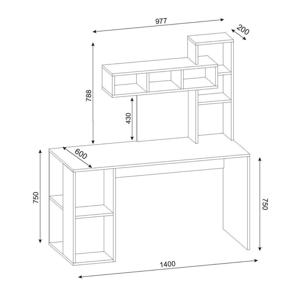 Corlano Wooden Laptop Desk With 9 Shelves In White Cordoba
