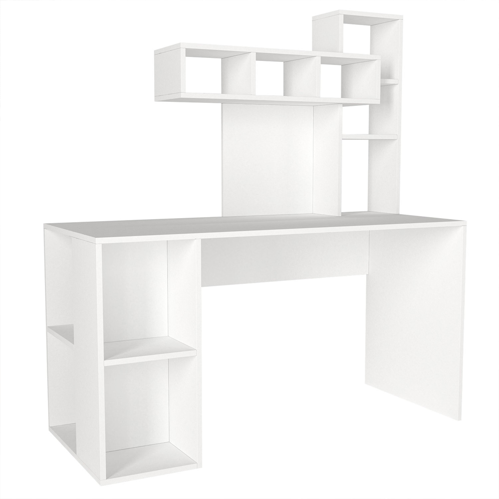 Corlano Wooden Laptop Desk With 9 Shelves In White