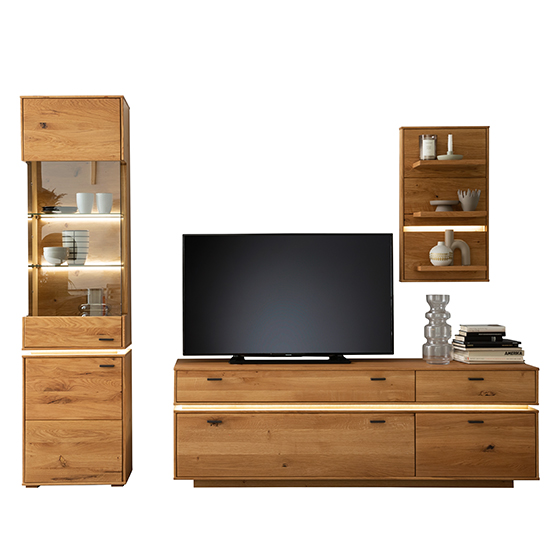 Corlu Wooden Living Room Furniture Set 1 In Oak With LED_2
