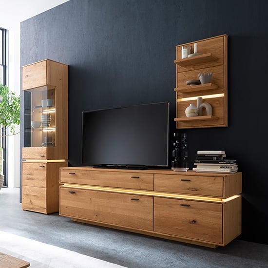 Corlu Wooden Living Room Furniture Set 1 In Oak With LED_5
