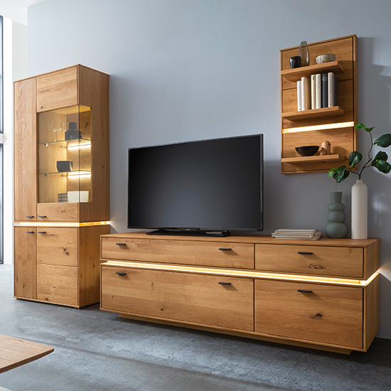 Corlu Wooden Living Room Furniture Set 2 In Oak With LED_5