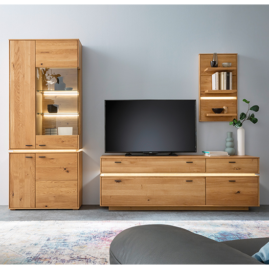 Corlu Wooden Living Room Furniture Set 2 In Oak With LED_1