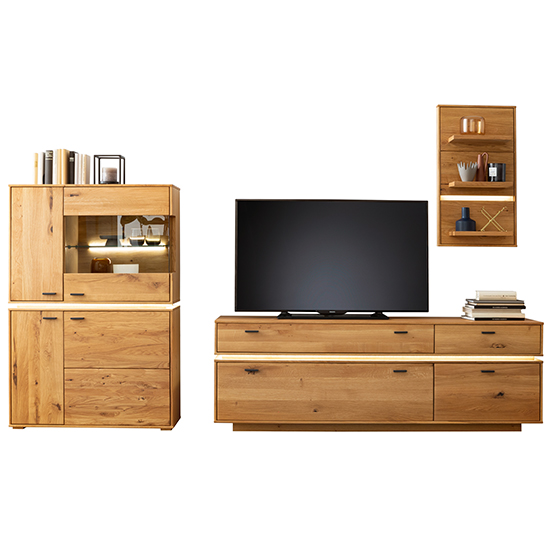 Corlu Wooden Living Room Furniture Set 3 In Oak With LED_2